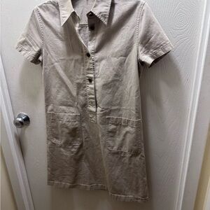 Vintage blue label Burberry Beige Short-Sleeve Shirt Dress size 38